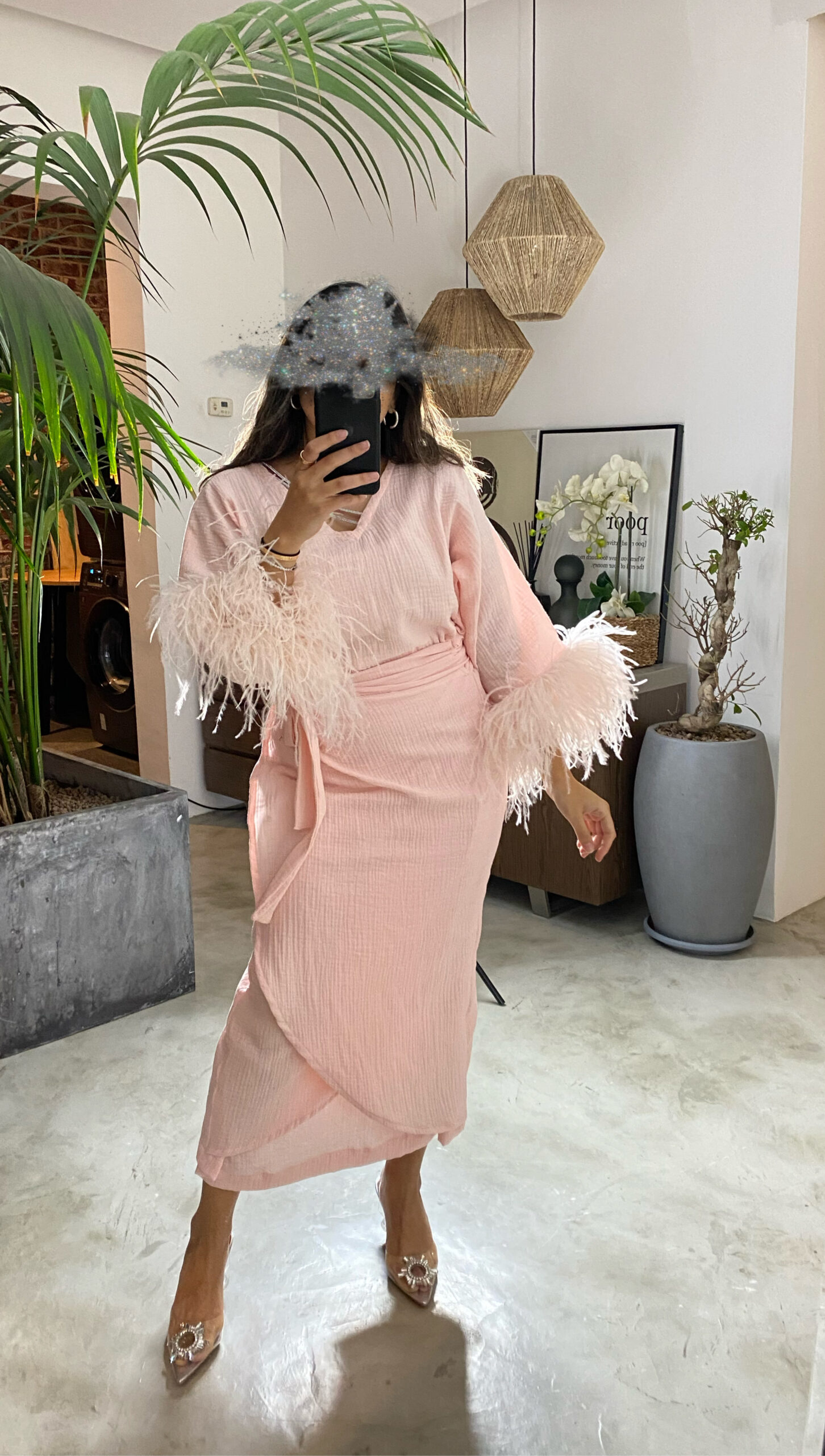 bebe pink feather dress Claudia Ostrich Feather Dress Baby Pink